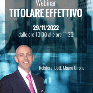 Webinar – TITOLARE EFFETTIVO